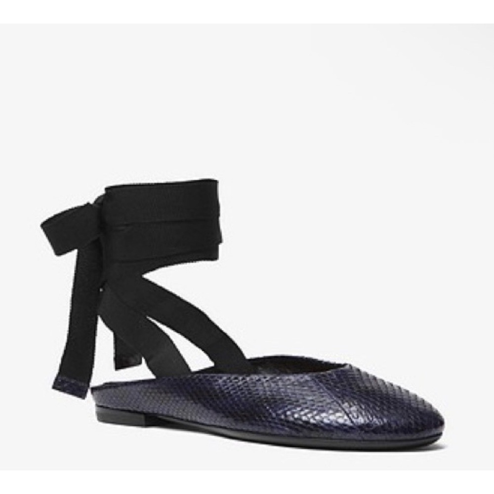 Michael Kors Collection Size IT 40/10 Maren Lace Ballet Flat Sapphire Snake Skin